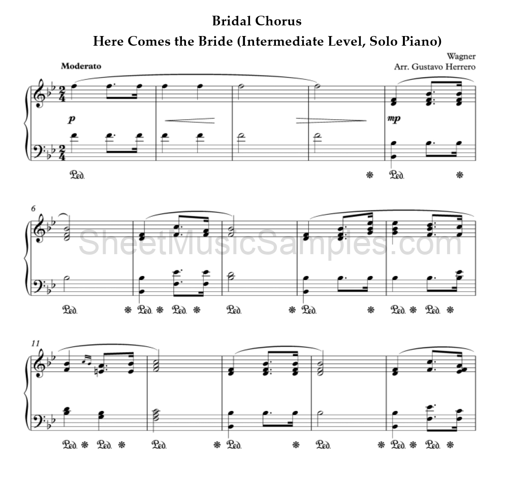 Bridal Chorus - Here Comes the Bride (Intermediate Level, Solo Piano)