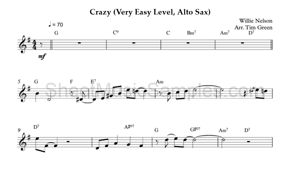 Crazy (Very Easy Level, Alto Sax)