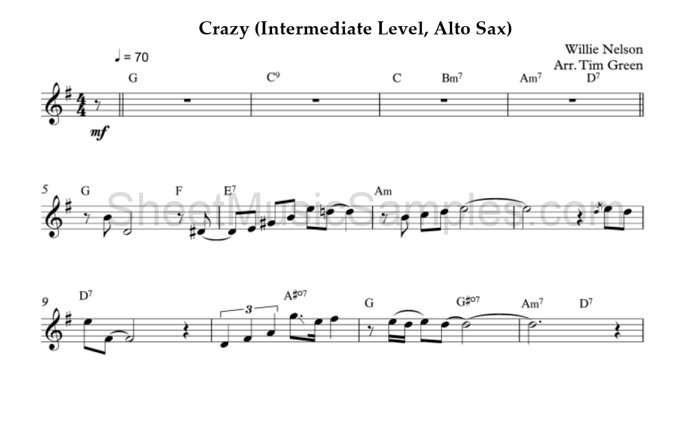 Crazy (Intermediate Level, Alto Sax)