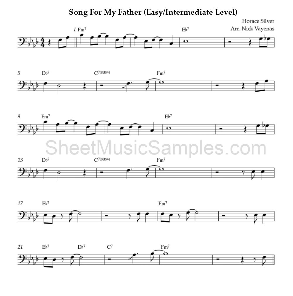 Song For My Father (Easy/Intermediate Level)