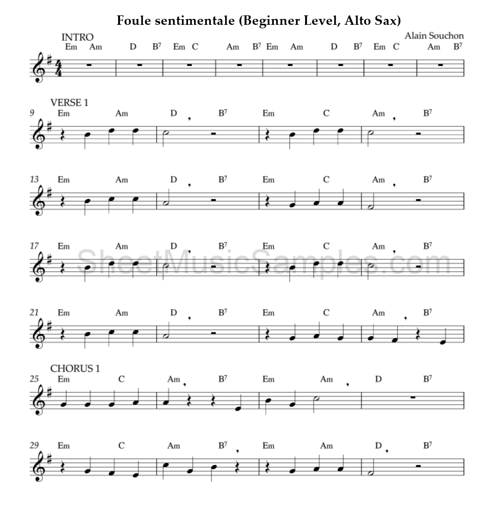 Foule sentimentale (Beginner Level, Alto Sax)