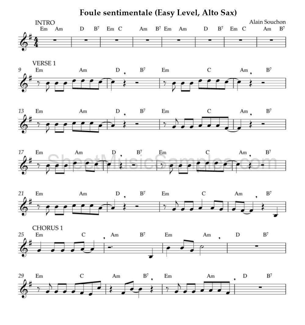 Foule sentimentale (Easy Level, Alto Sax)