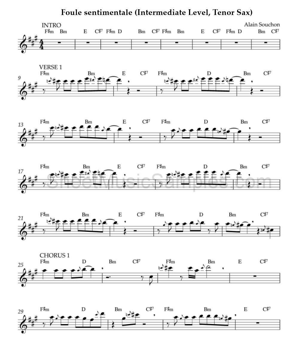 Foule sentimentale (Intermediate Level, Tenor Sax)