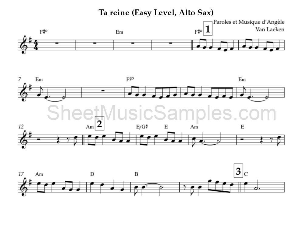 Ta reine (Easy Level, Alto Sax)