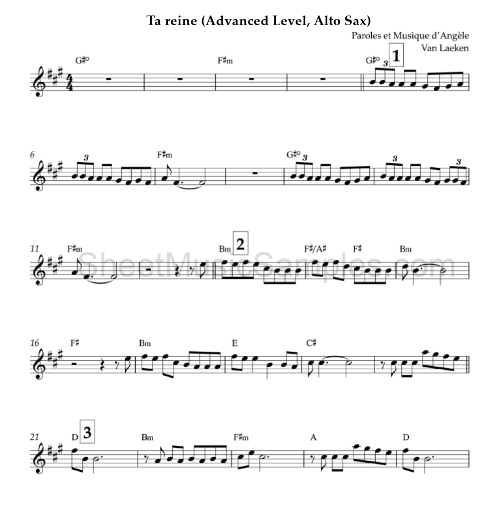 Ta reine (Advanced Level, Alto Sax)