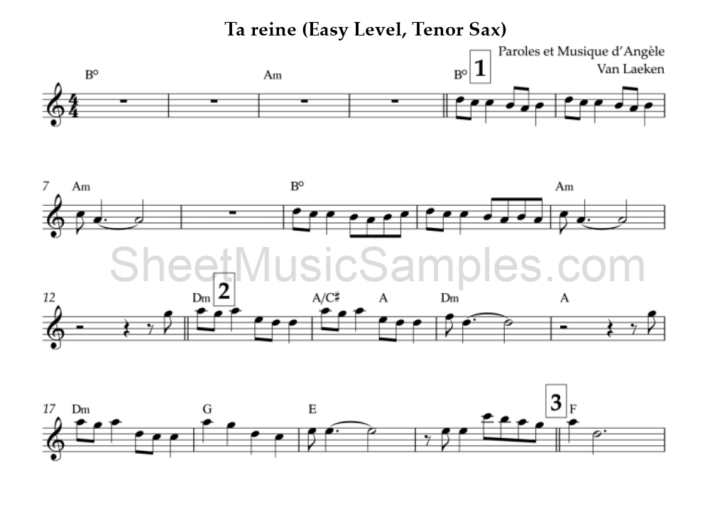 Ta reine (Easy Level, Tenor Sax)