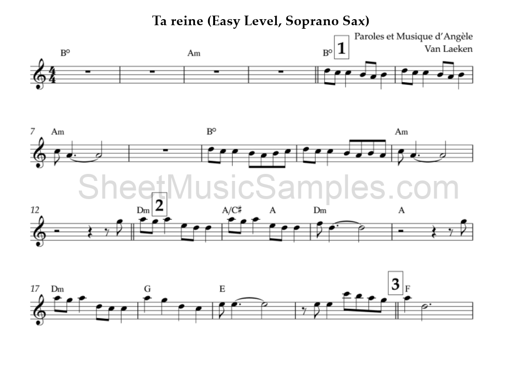 Ta reine (Easy Level, Soprano Sax)