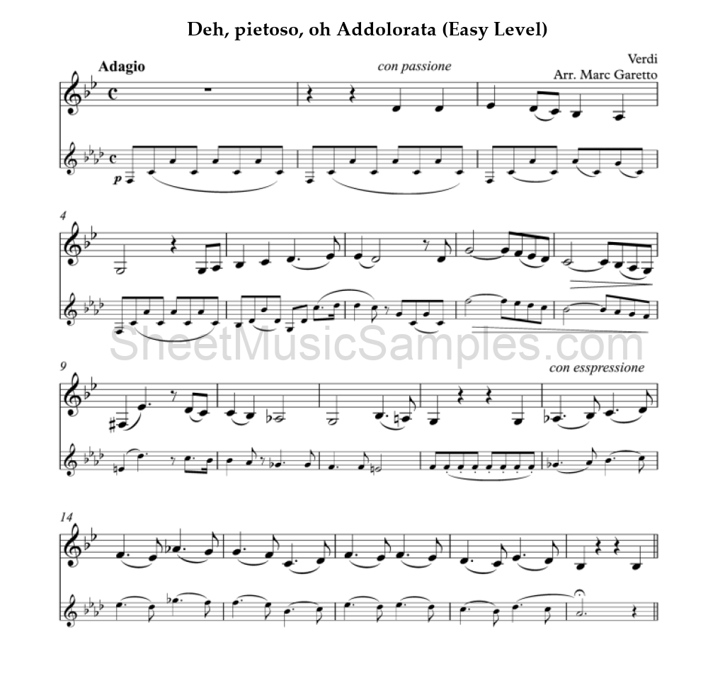 Deh, pietoso, oh Addolorata (Easy Level)