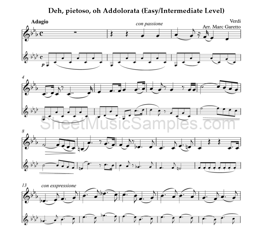 Deh, pietoso, oh Addolorata (Easy/Intermediate Level)