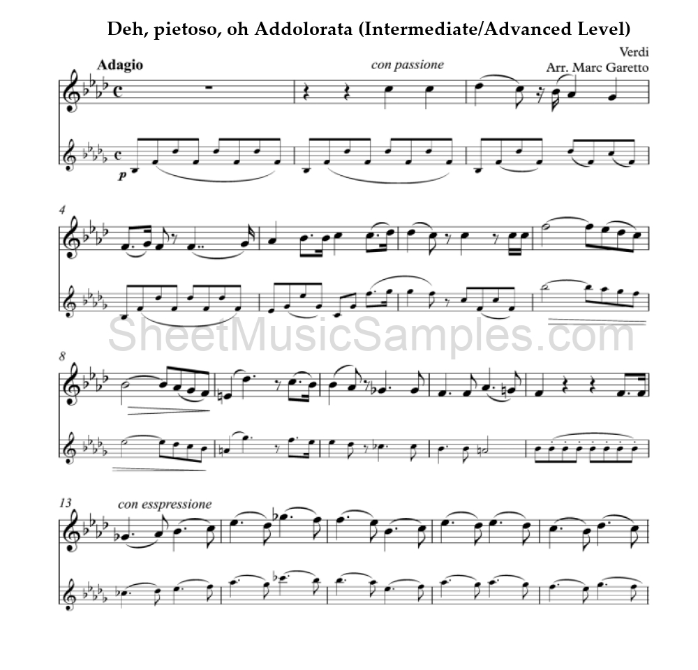 Deh, pietoso, oh Addolorata (Intermediate/Advanced Level)