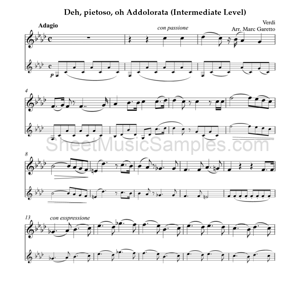 Deh, pietoso, oh Addolorata (Intermediate Level)