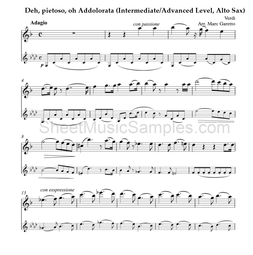 Deh, pietoso, oh Addolorata (Intermediate/Advanced Level, Alto Sax)