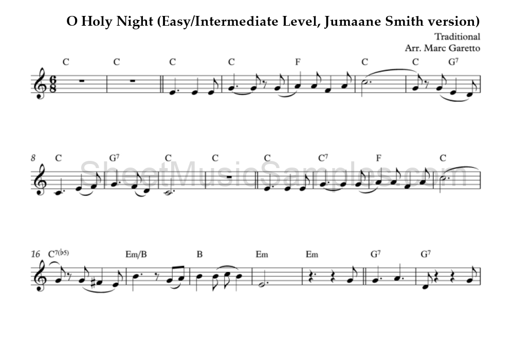 O Holy Night (Easy/Intermediate Level, Jumaane Smith version)