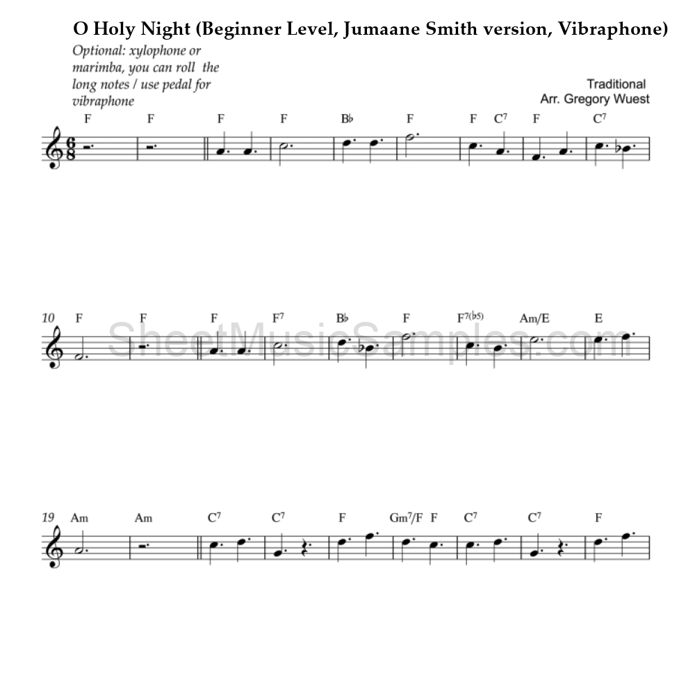 O Holy Night (Beginner Level, Jumaane Smith version, Vibraphone)