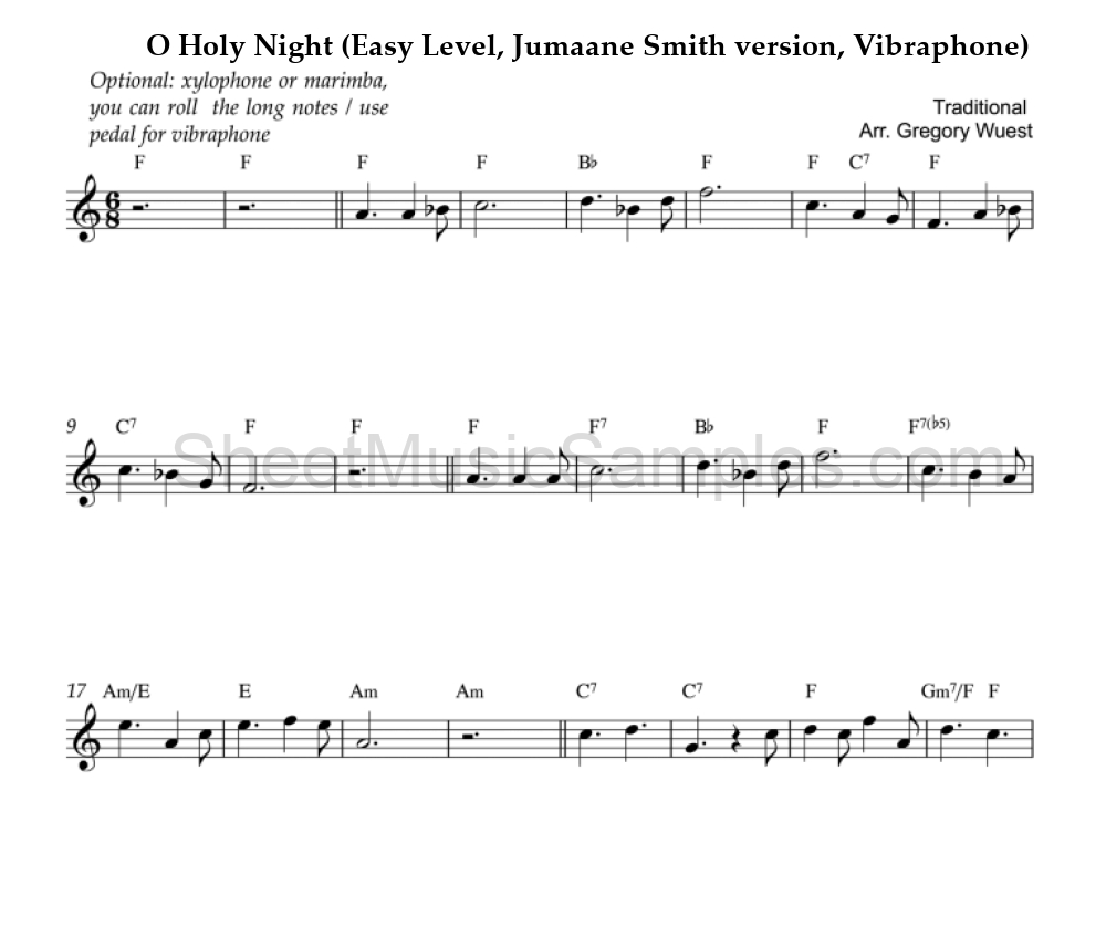 O Holy Night (Easy Level, Jumaane Smith version, Vibraphone)