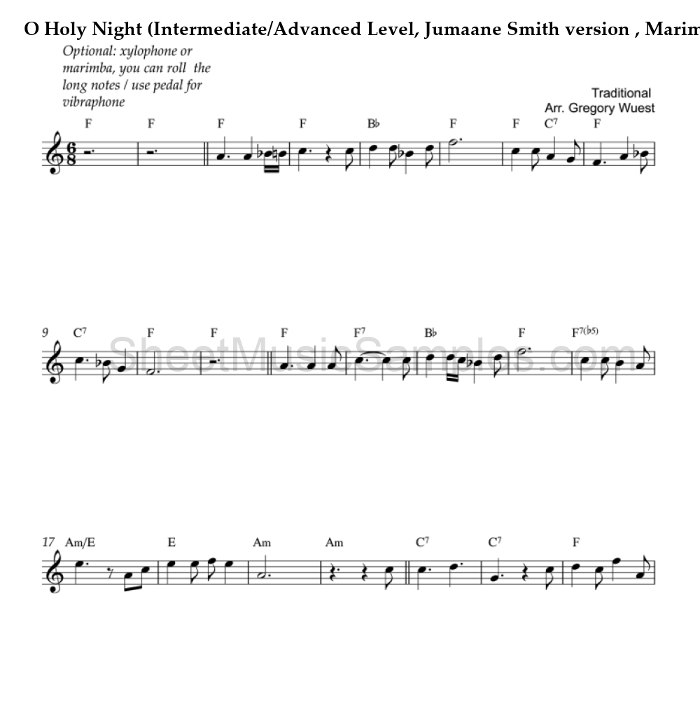 O Holy Night (Intermediate/Advanced Level, Jumaane Smith version , Marimba)