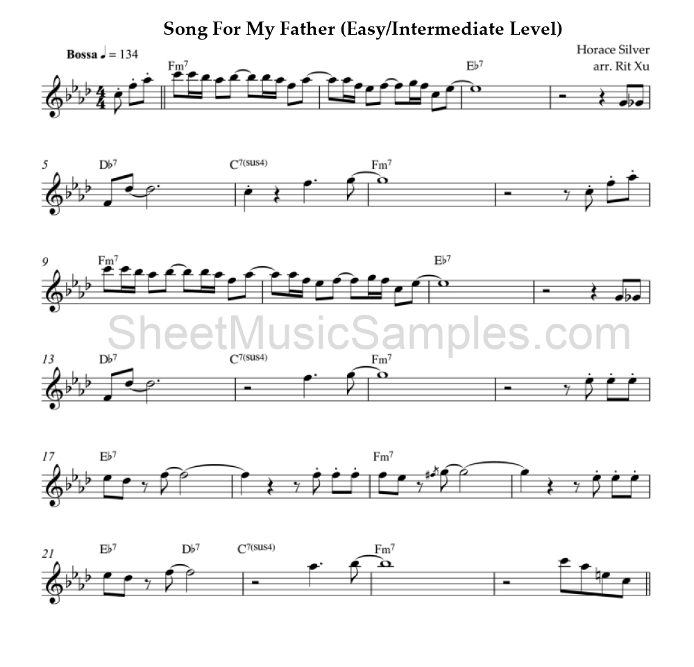 Song For My Father (Easy/Intermediate Level)