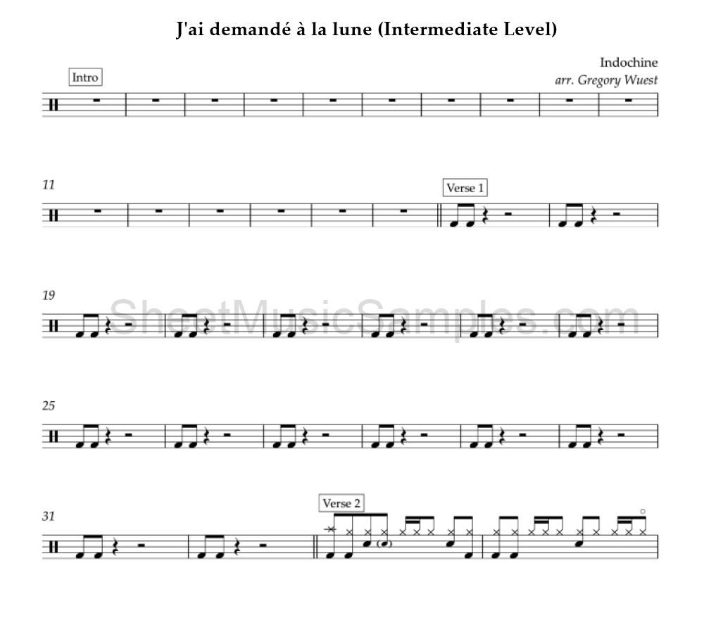 J'ai demandé à la lune (Intermediate Level)