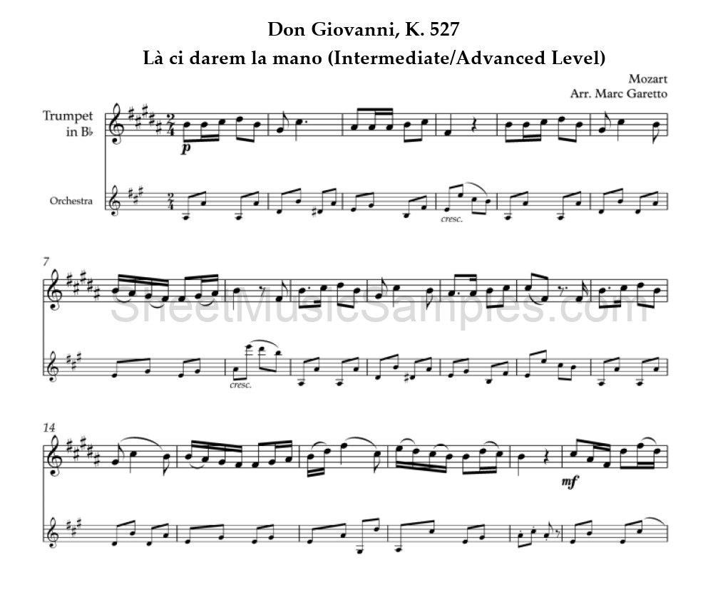 Don Giovanni, K. 527 - Là ci darem la mano (Intermediate/Advanced Level)