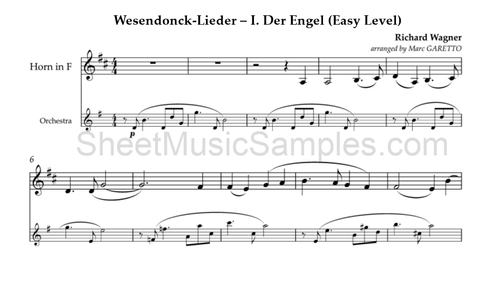 Wesendonck-Lieder – I. Der Engel (Easy Level)