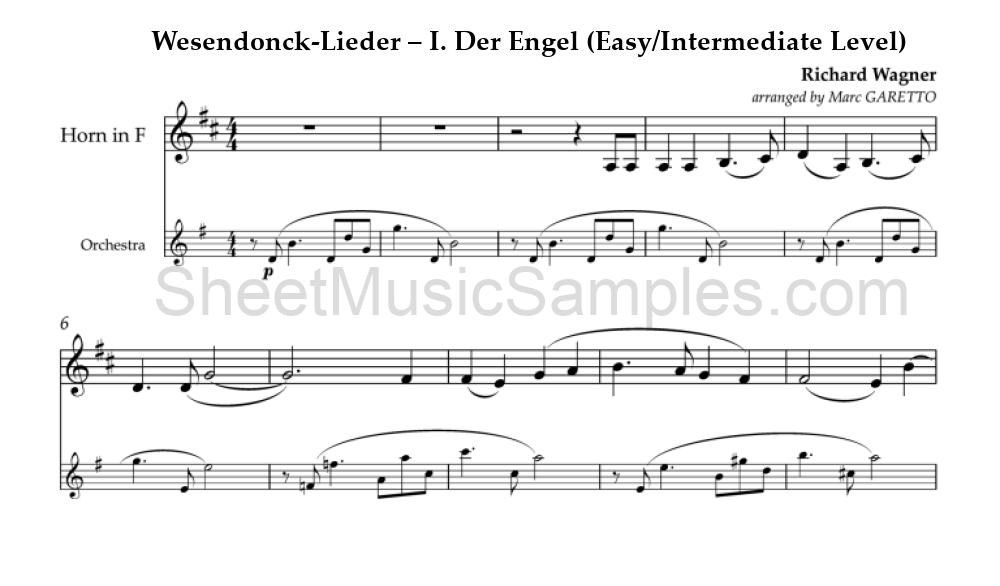 Wesendonck-Lieder – I. Der Engel (Easy/Intermediate Level)