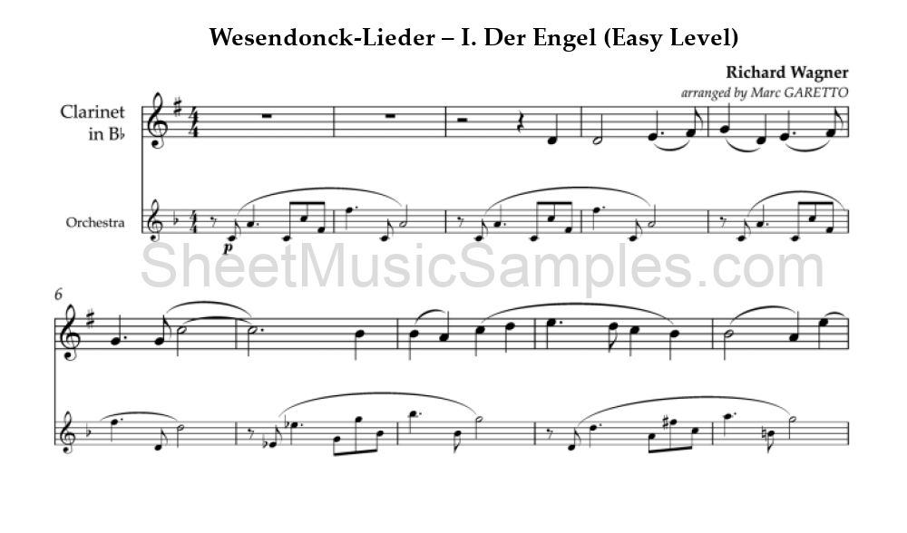 Wesendonck-Lieder – I. Der Engel (Easy Level)