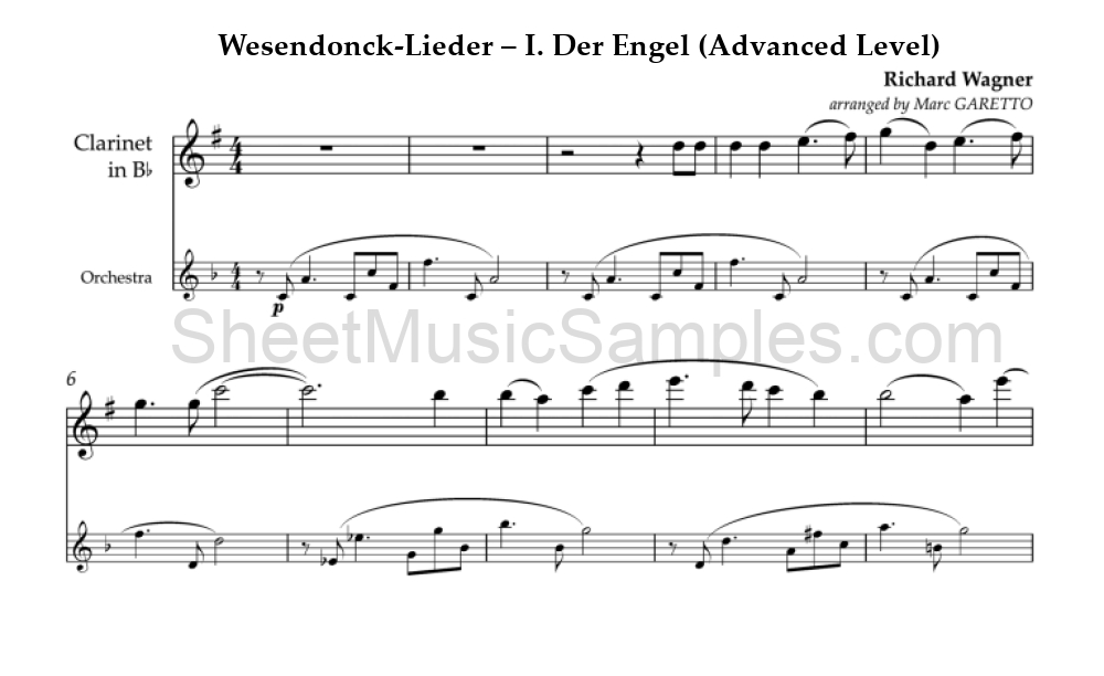 Wesendonck-Lieder – I. Der Engel (Advanced Level)