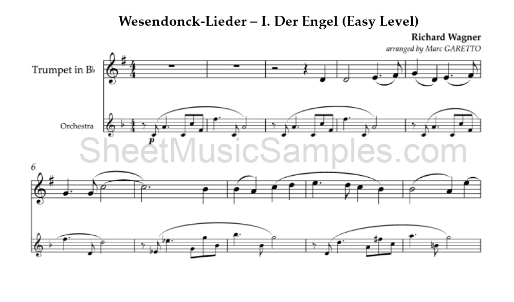 Wesendonck-Lieder – I. Der Engel (Easy Level)