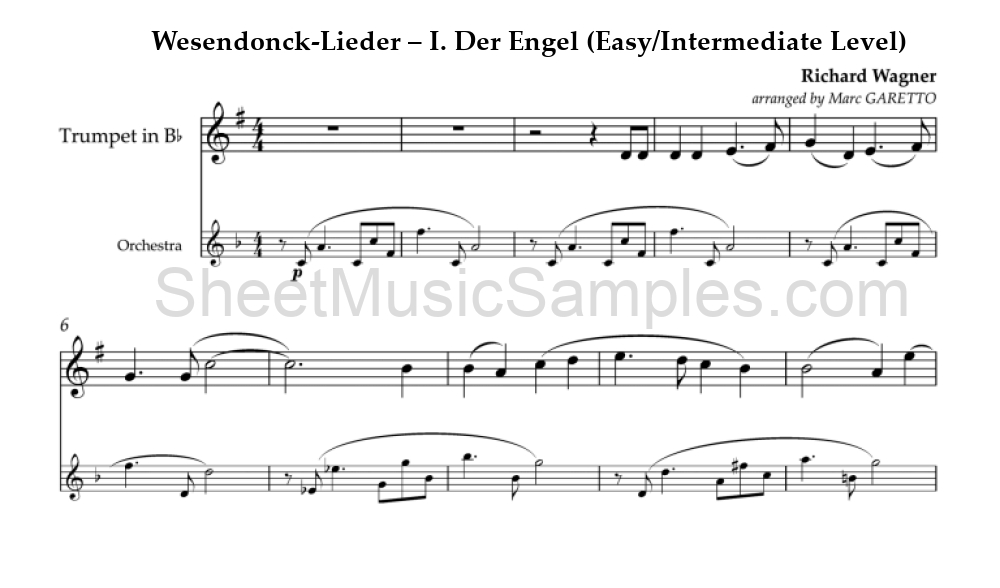 Wesendonck-Lieder – I. Der Engel (Easy/Intermediate Level)