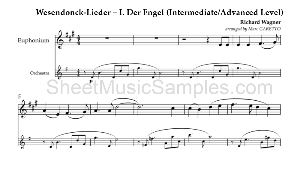 Wesendonck-Lieder – I. Der Engel (Intermediate/Advanced Level)