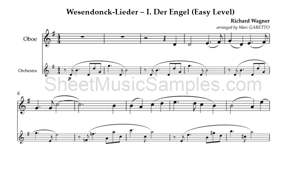 Wesendonck-Lieder – I. Der Engel (Easy Level)