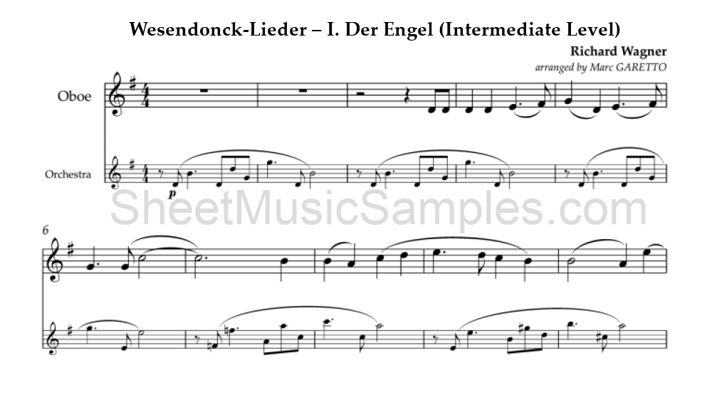 Wesendonck-Lieder – I. Der Engel (Intermediate Level)