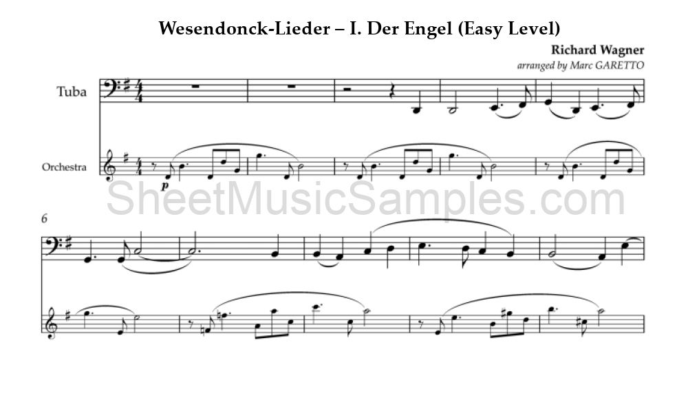 Wesendonck-Lieder – I. Der Engel (Easy Level)