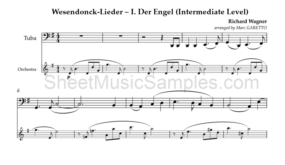 Wesendonck-Lieder – I. Der Engel (Intermediate Level)