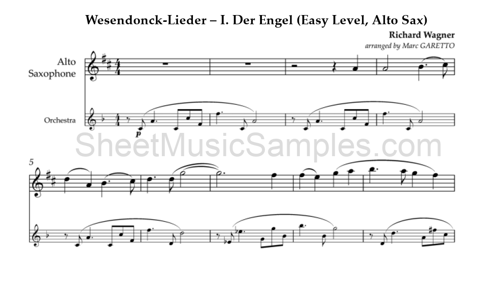 Wesendonck-Lieder – I. Der Engel (Easy Level, Alto Sax)