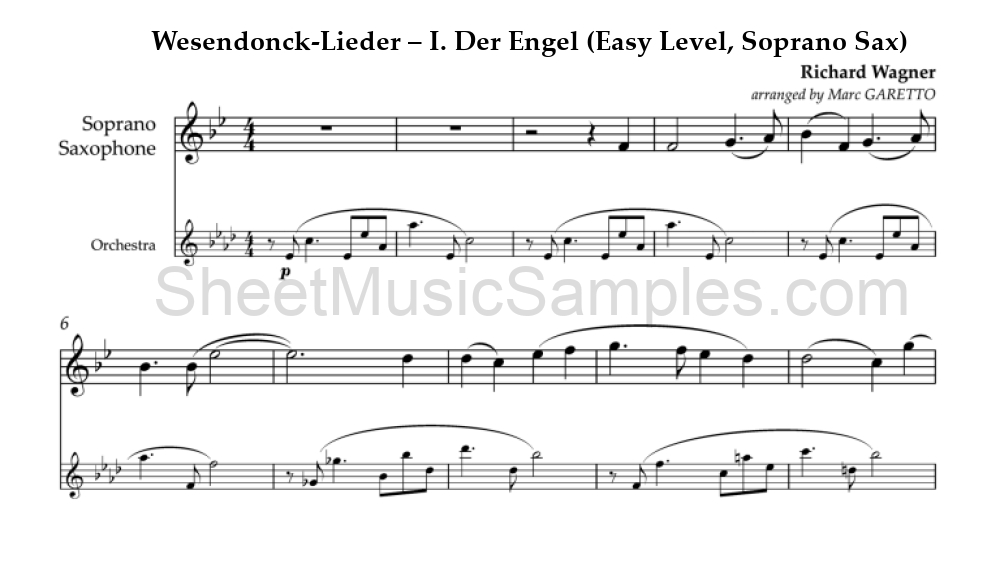 Wesendonck-Lieder – I. Der Engel (Easy Level, Soprano Sax)