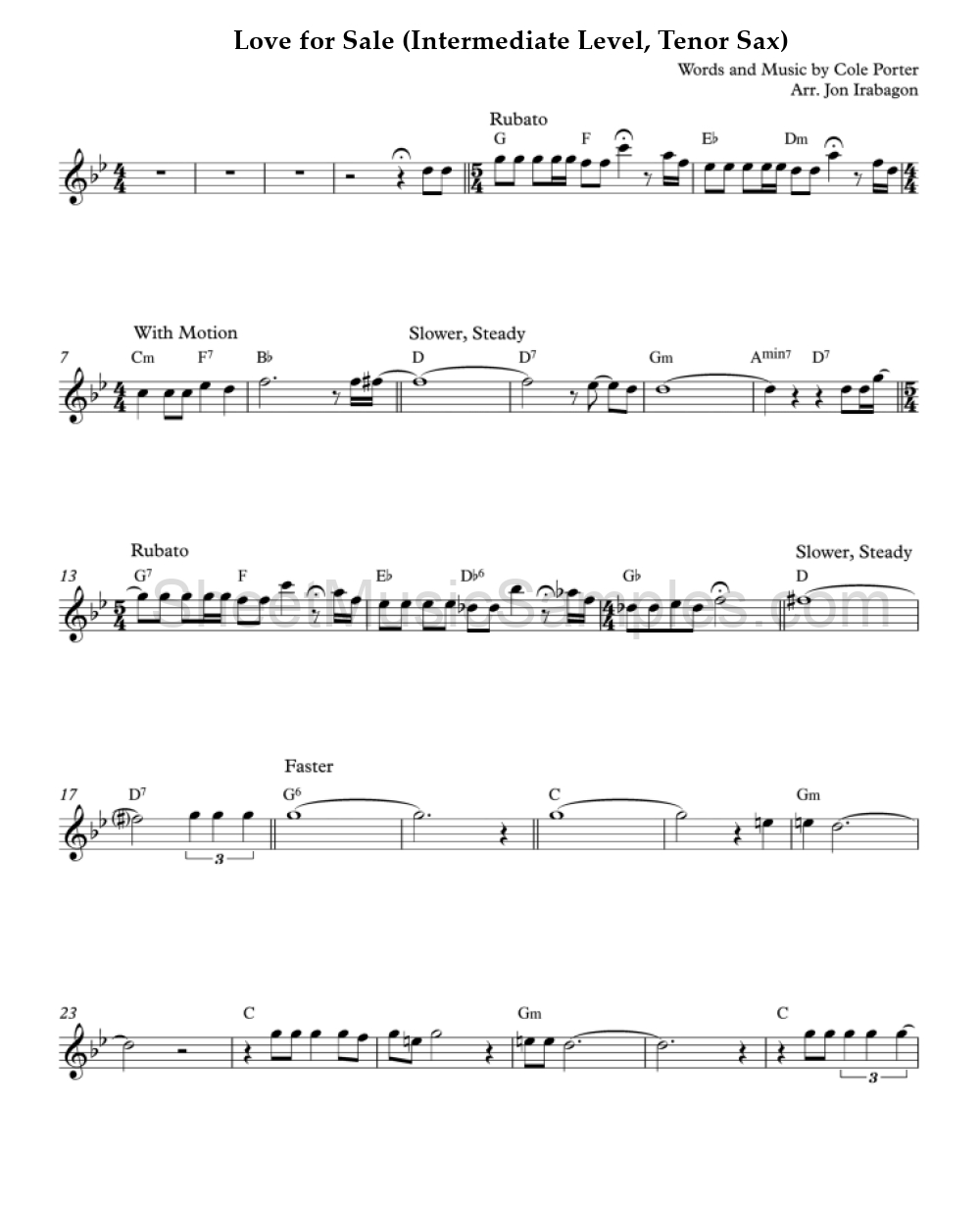 Love for Sale (Intermediate Level, Tenor Sax)