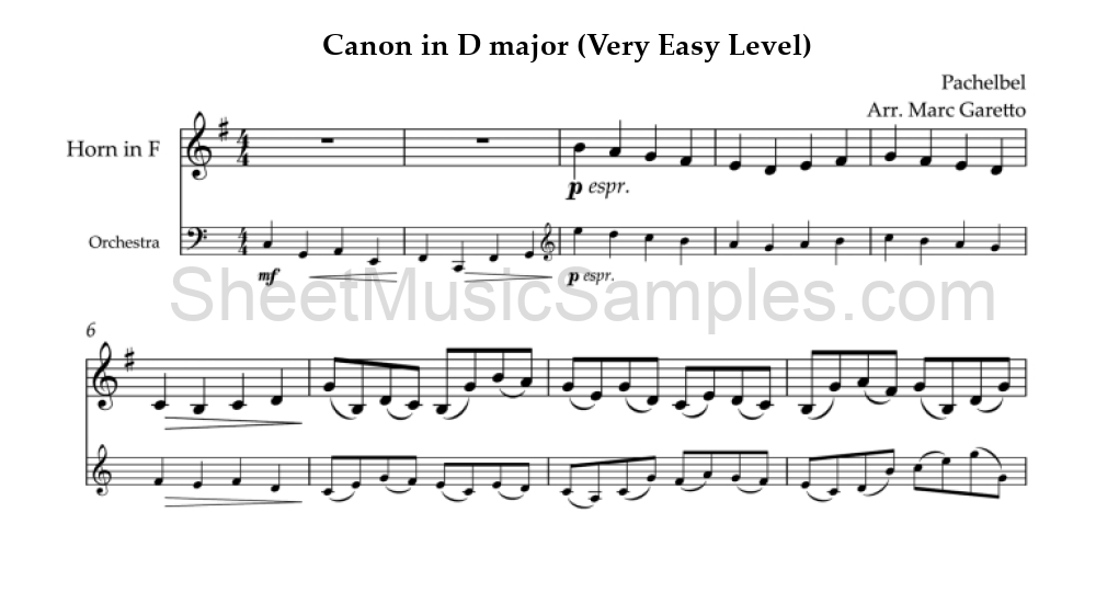 Canon in D major (Very Easy Level)