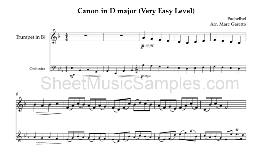 Canon in D major (Very Easy Level)