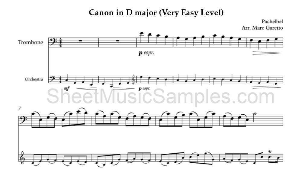 Canon in D major (Very Easy Level)