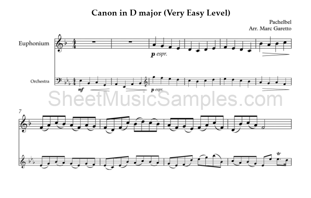 Canon in D major (Very Easy Level)