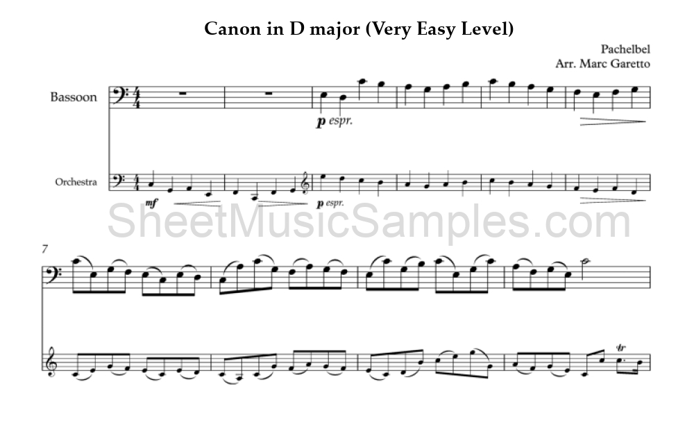 Canon in D major (Very Easy Level)