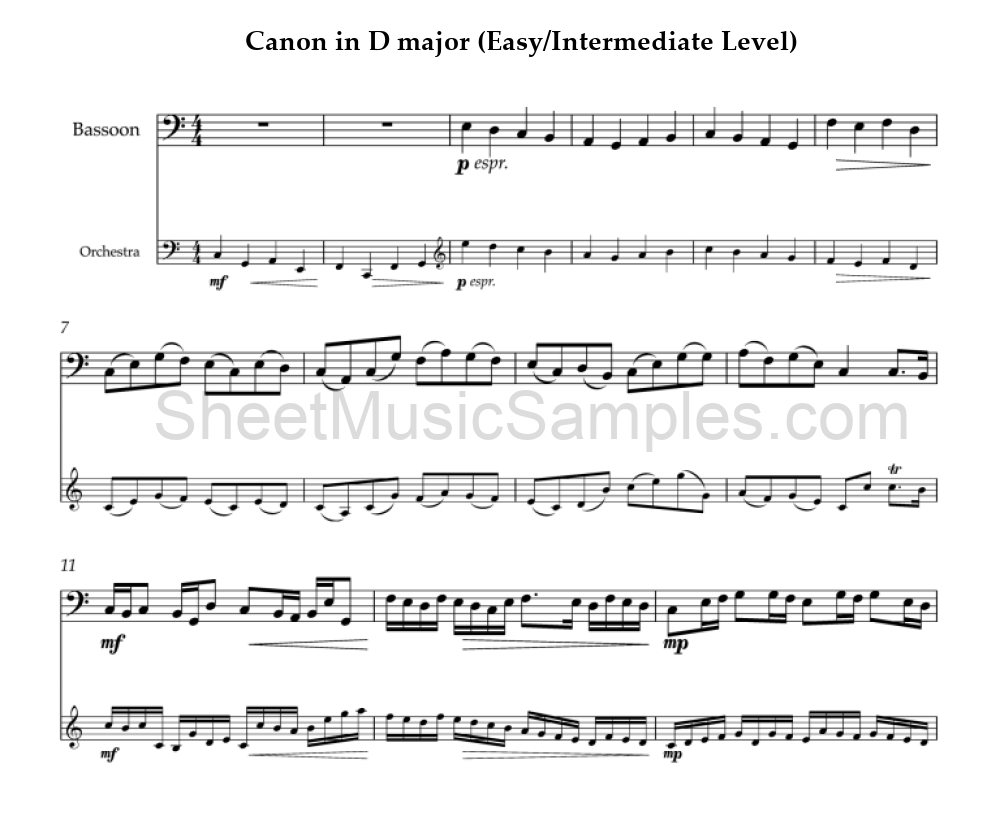 Canon in D major (Easy/Intermediate Level)