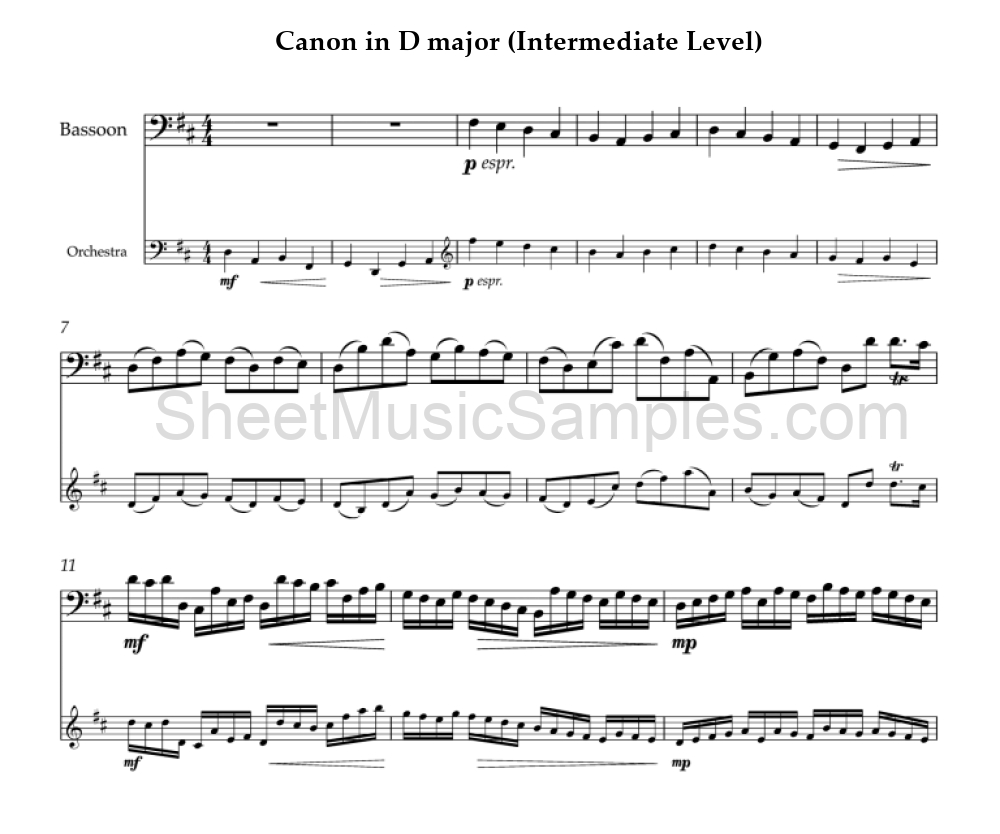 Canon in D major (Intermediate Level)