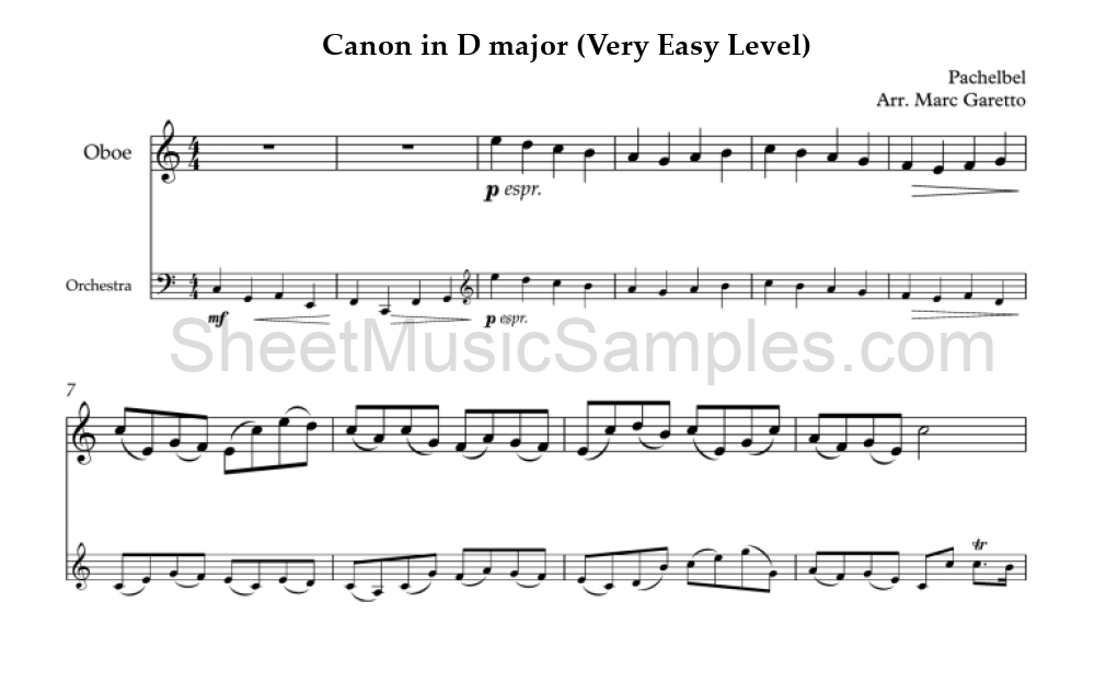 Canon in D major (Very Easy Level)