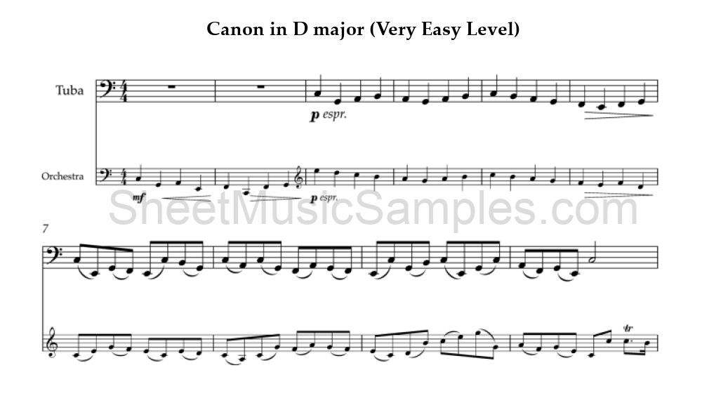 Canon in D major (Very Easy Level)