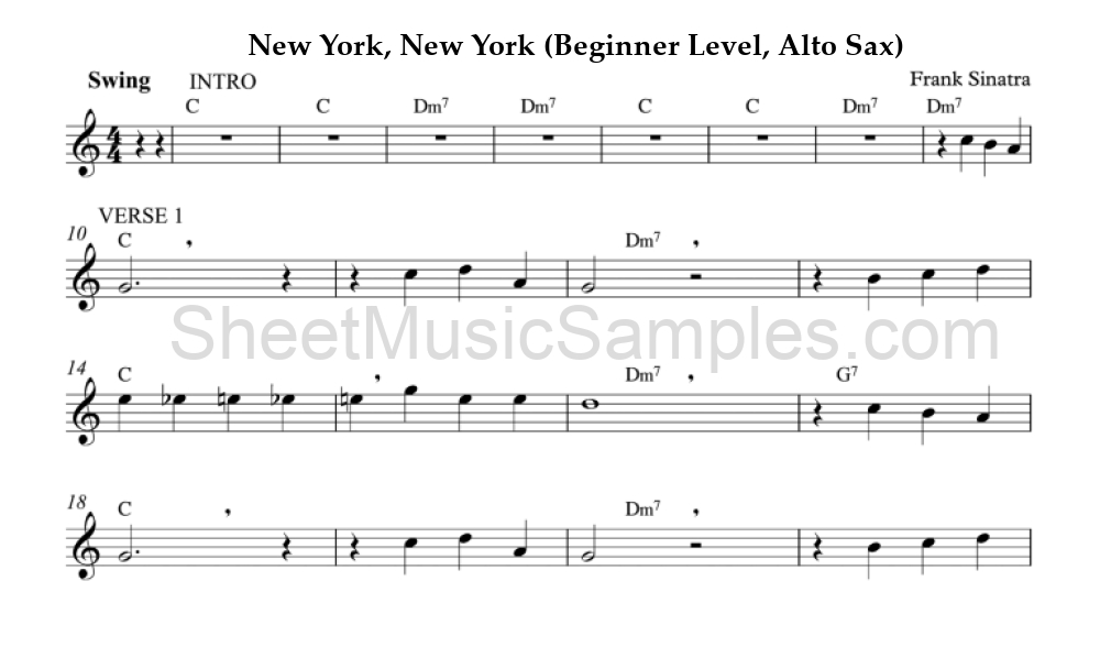 New York, New York (Beginner Level, Alto Sax)