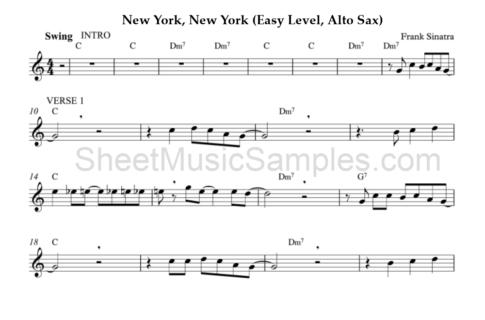 New York, New York (Easy Level, Alto Sax)