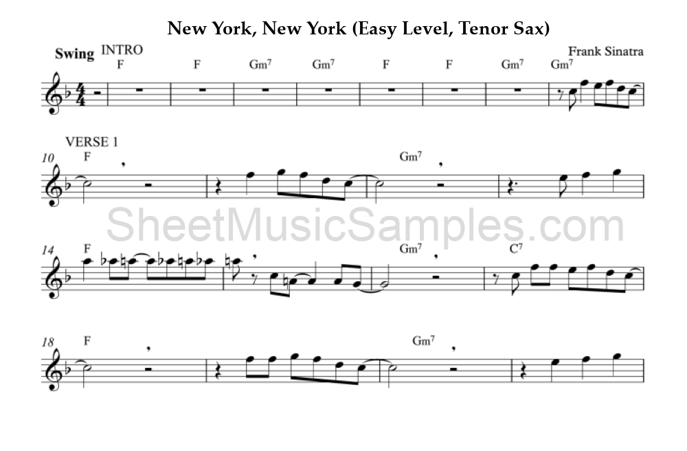 New York, New York (Easy Level, Tenor Sax)