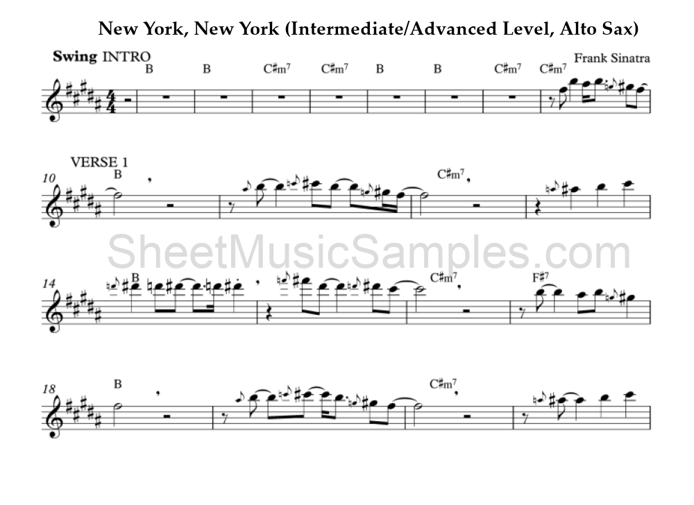 New York, New York (Intermediate/Advanced Level, Alto Sax)